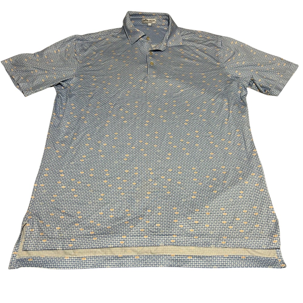 Peter Millar Polo Shirt Mens M Blue Sunglasses Print Summer Comfort Short Sleeve
